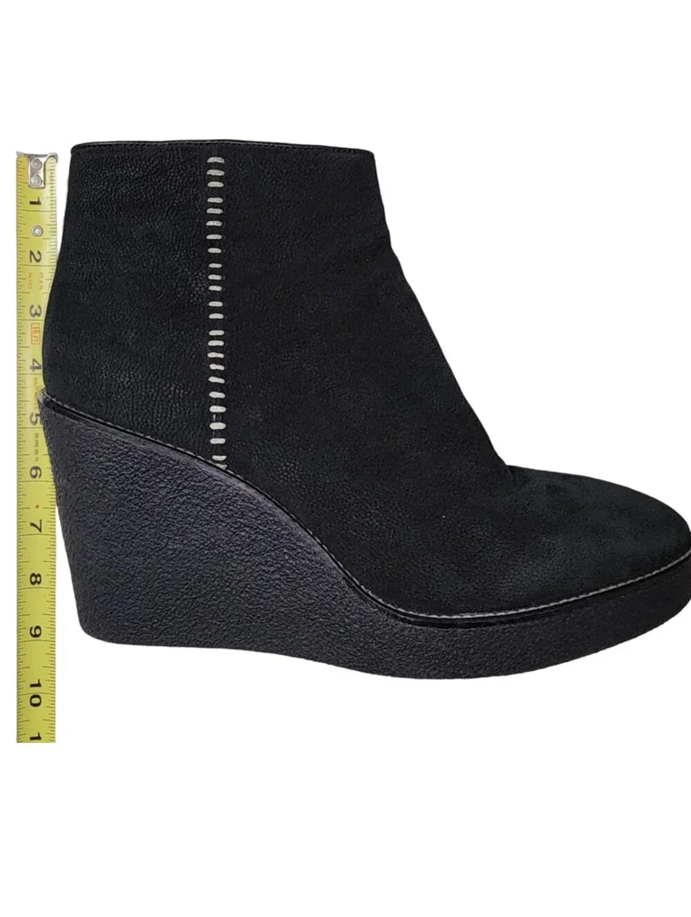AQUATALIA Vina Weatherproof Black Suede Wedge Ankle Boots Size 10 NWOB Italy